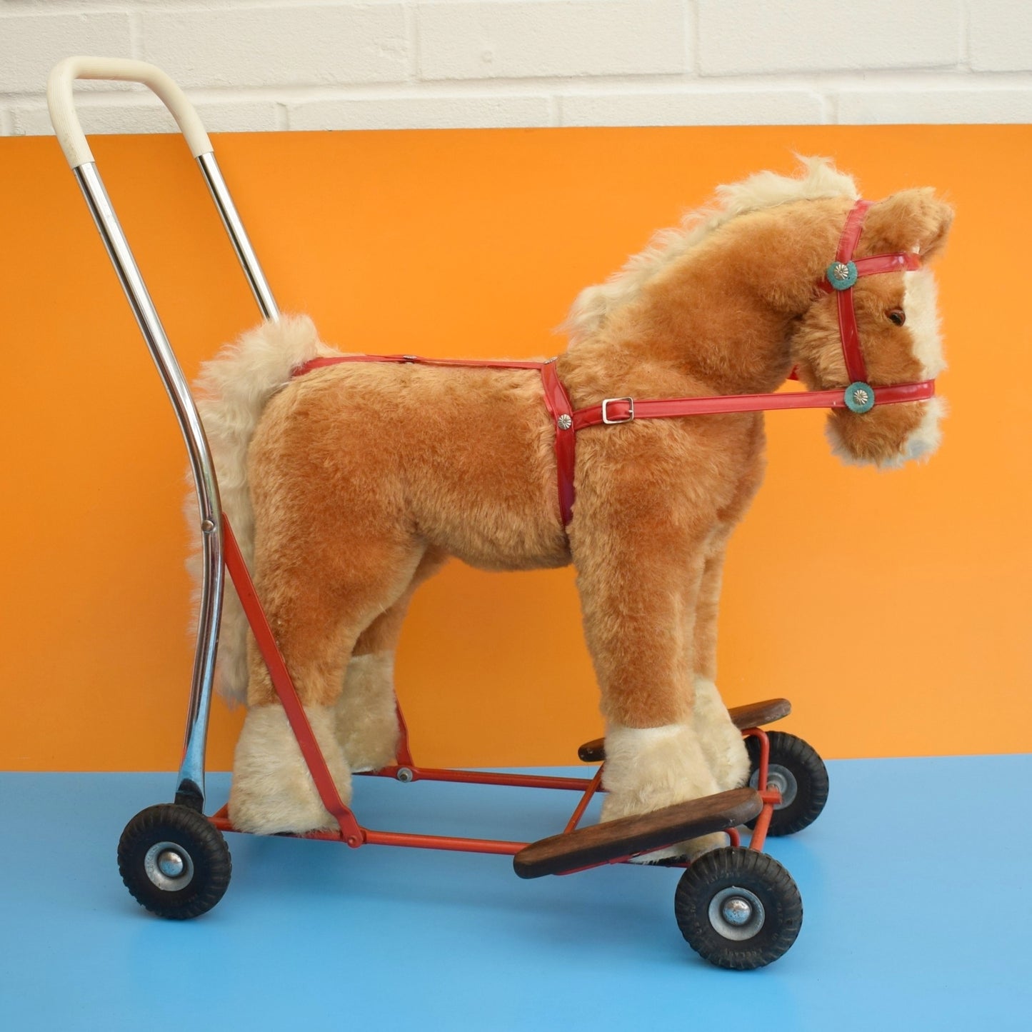 Vintage 1960s Horse With Wheels - Triang Toys - Mohair