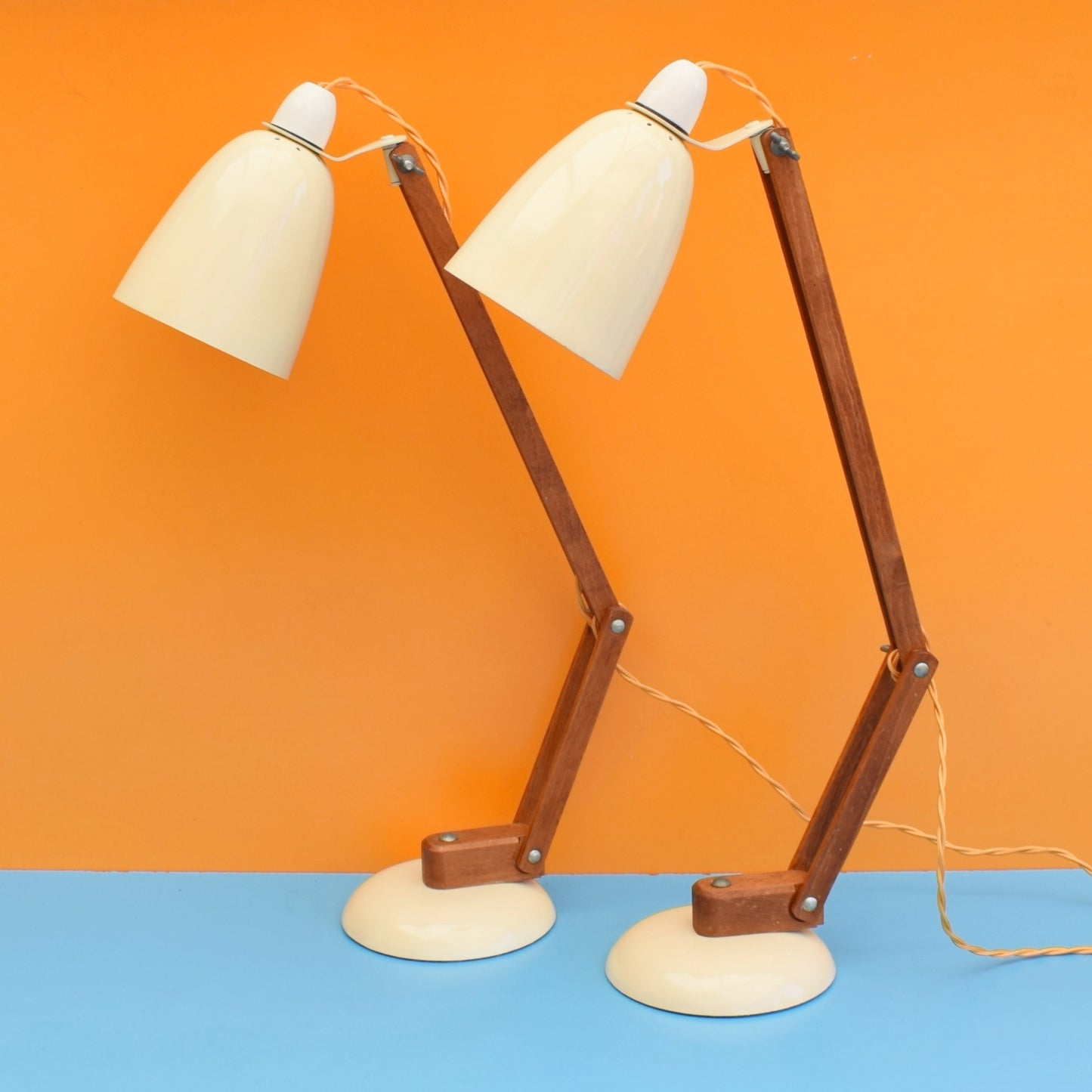 Vintage 1960s Mac Lamp Pair - Conran Desk - Cream