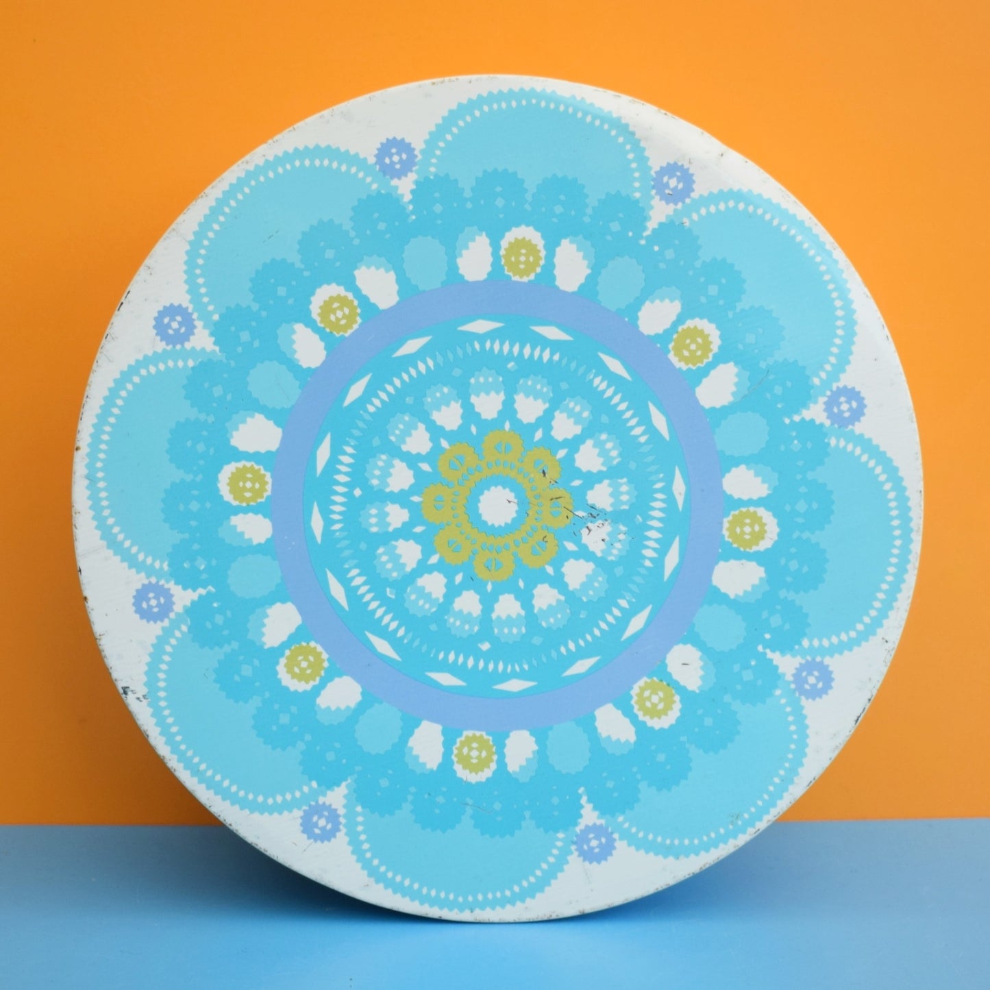 Vintage 1970s Metal Tin - Danish by IRA - Blue Flower - Ethel Von Horn