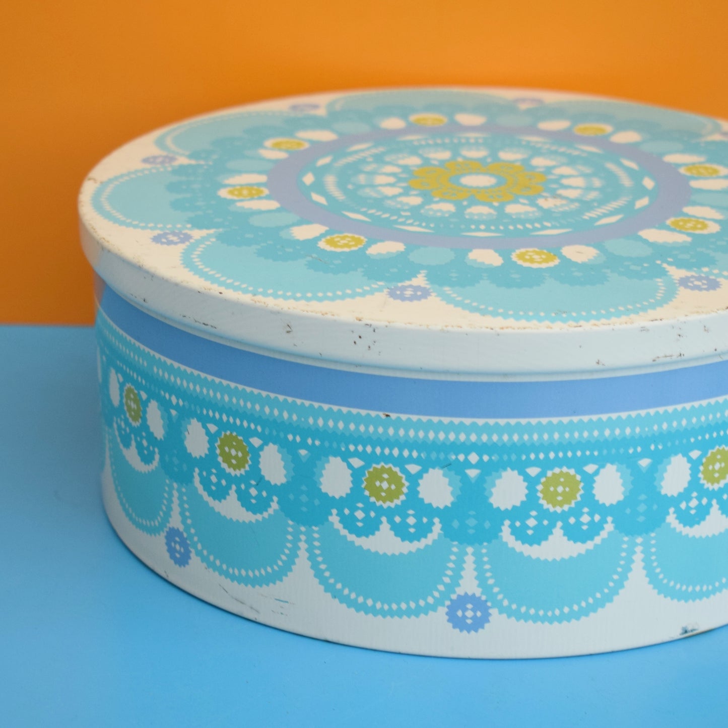 Vintage 1970s Metal Tin - Danish by IRA - Blue Flower - Ethel Von Horn