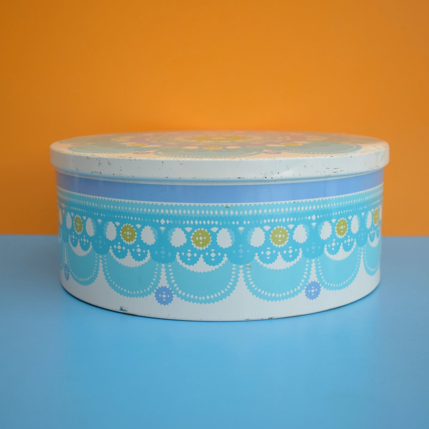 Vintage 1970s Metal Tin - Danish by IRA - Blue Flower - Ethel Von Horn