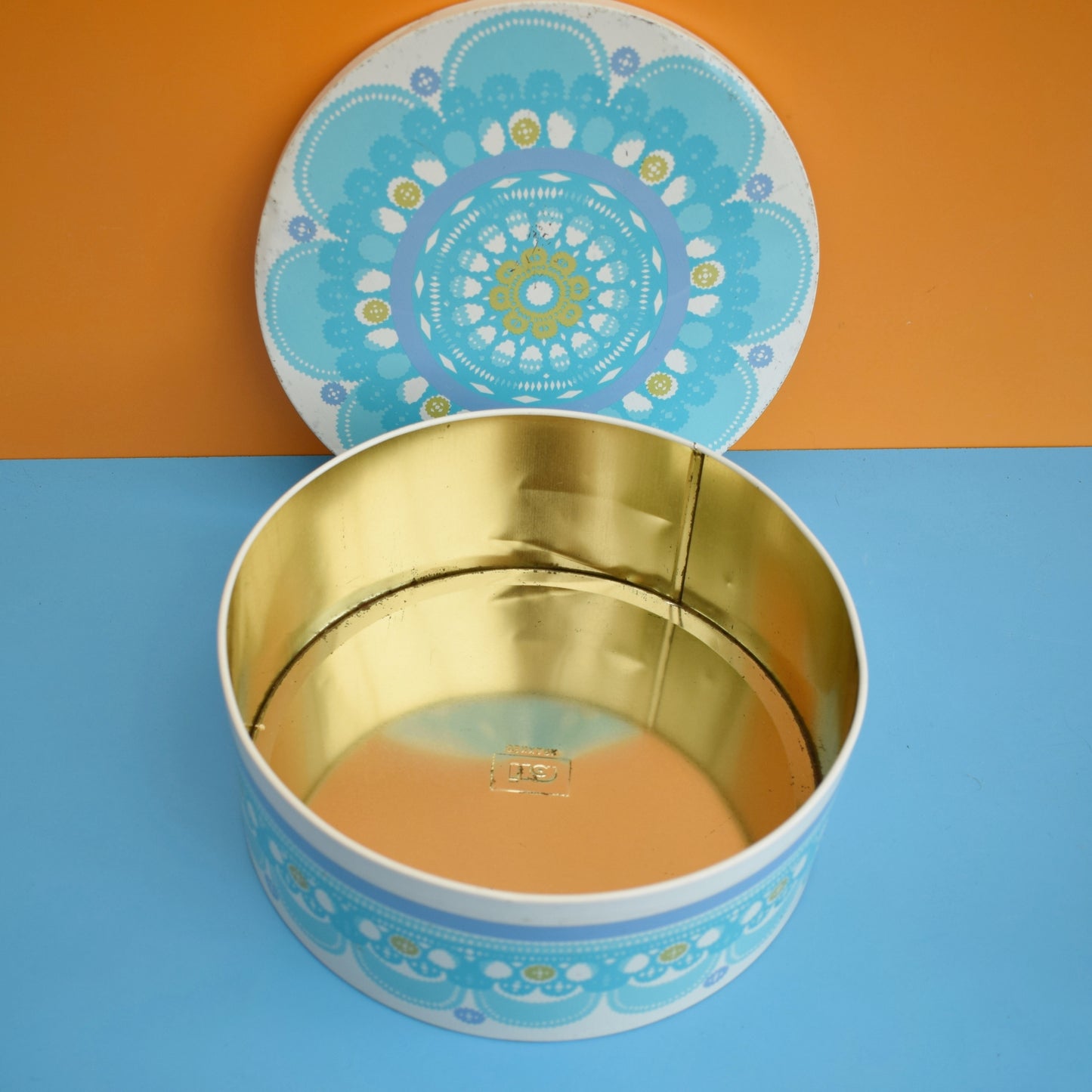 Vintage 1970s Metal Tin - Danish by IRA - Blue Flower - Ethel Von Horn