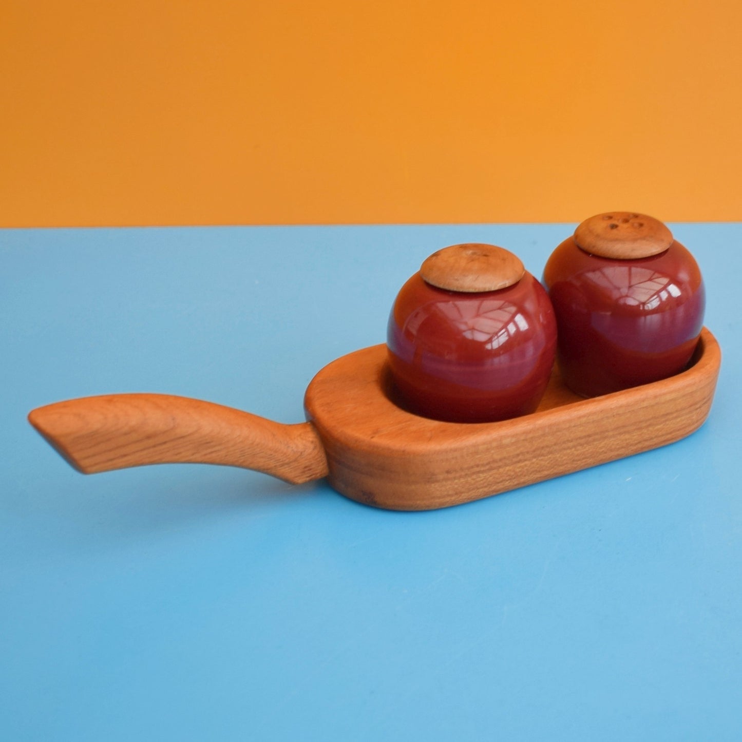 Vintage 1960s Salt & Pepper On Teak Stand - Jie Gantofta - Sweden