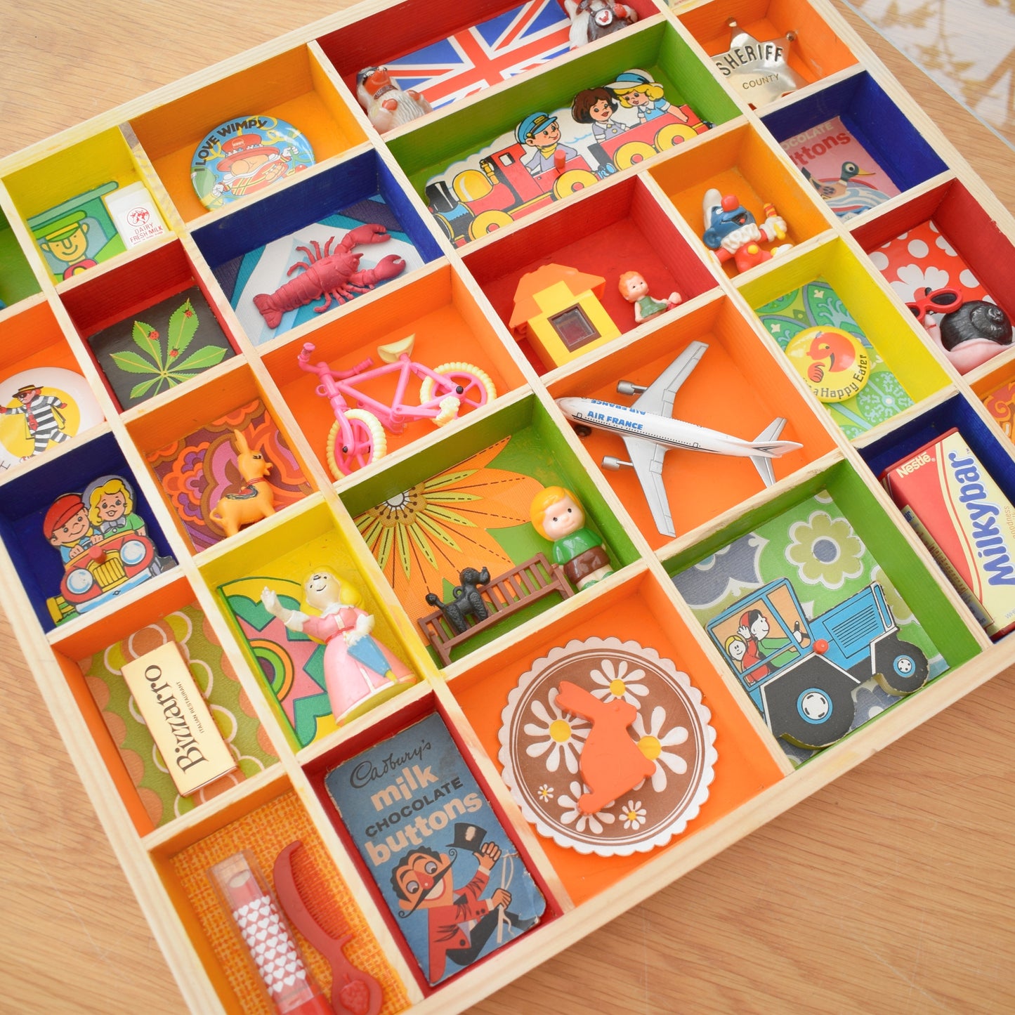 Vintage Mixed Wooden Printers Tray & Amazing Contents