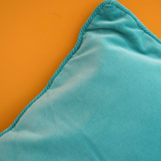 Vintage 1960s Velvet Cushion & Pad - Turquoise x2
