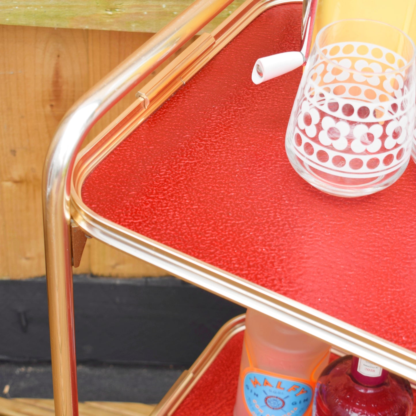 Vintage 1950s Aluminium Drinks/ Plant / Display Trolley - Red