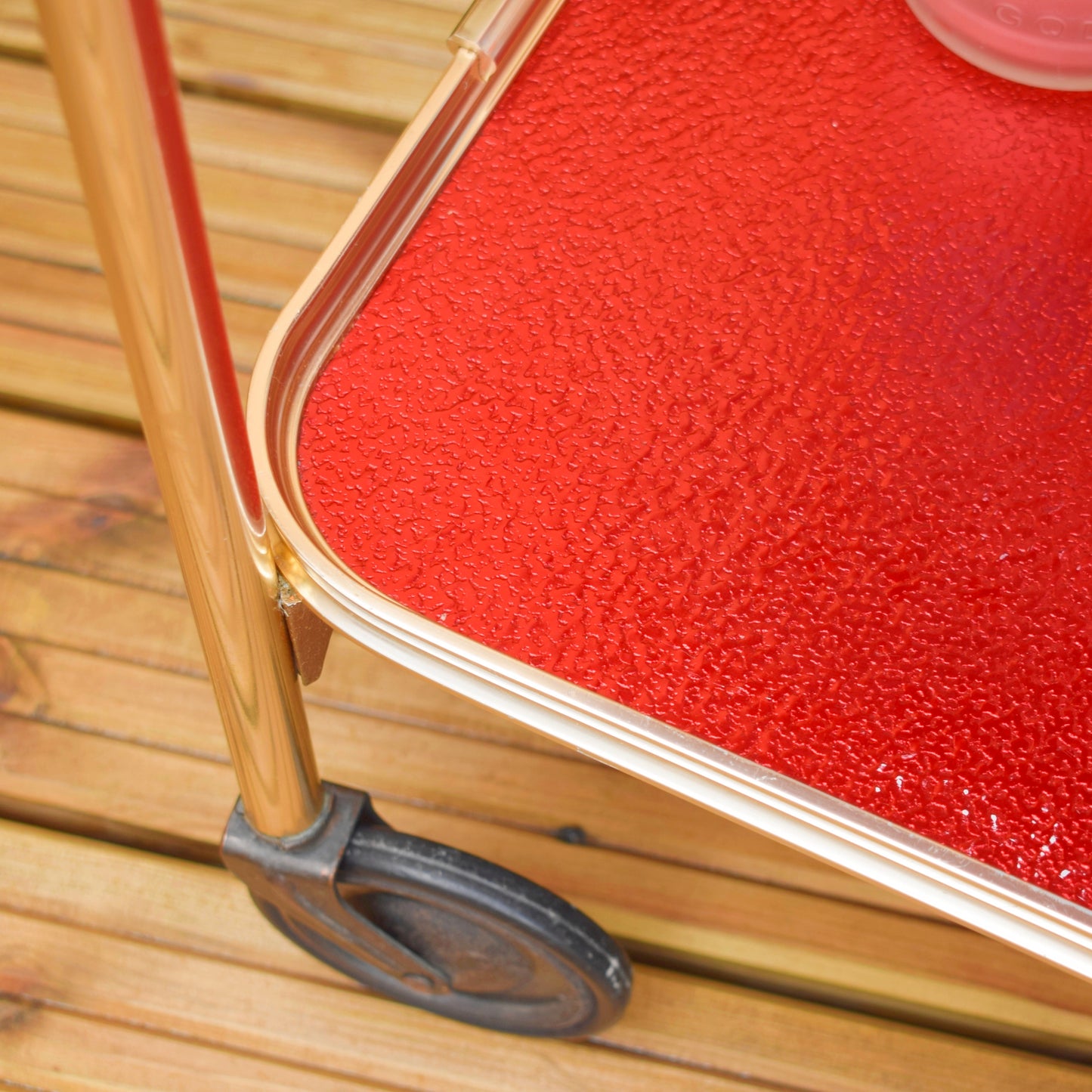 Vintage 1950s Aluminium Drinks/ Plant / Display Trolley - Red