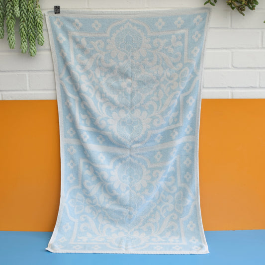 Vintage 1960s Cotton Bath Towel - Pale Blue