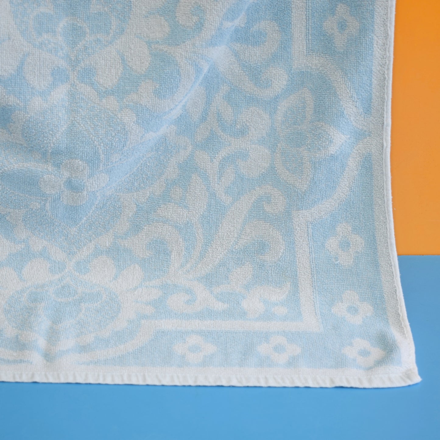 Vintage 1960s Cotton Bath Towel - Pale Blue