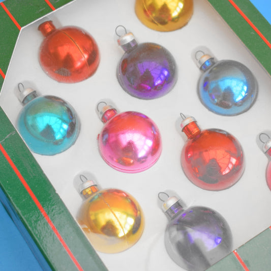 Vintage 1980s Small Plain Plastic Christmas Baubles / Decorations - BHS