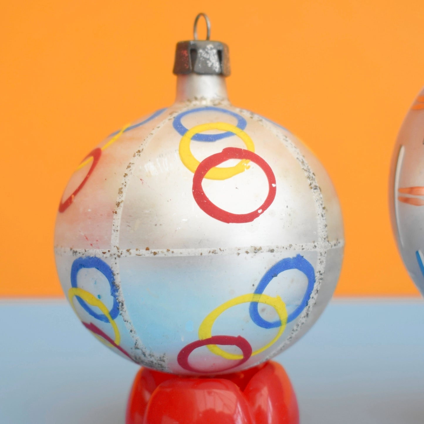 Vintage 1950s Glass Christmas Baubles - Hand Painted Designs