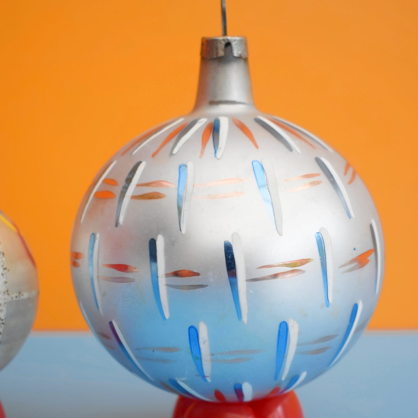 Vintage 1950s Glass Christmas Baubles - Hand Painted Designs