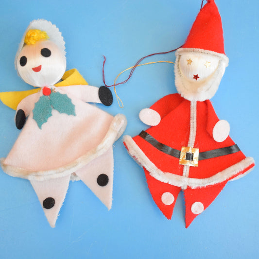 Vintage 1970s Kitsch Christmas Felt Decorations x2 - Elephants