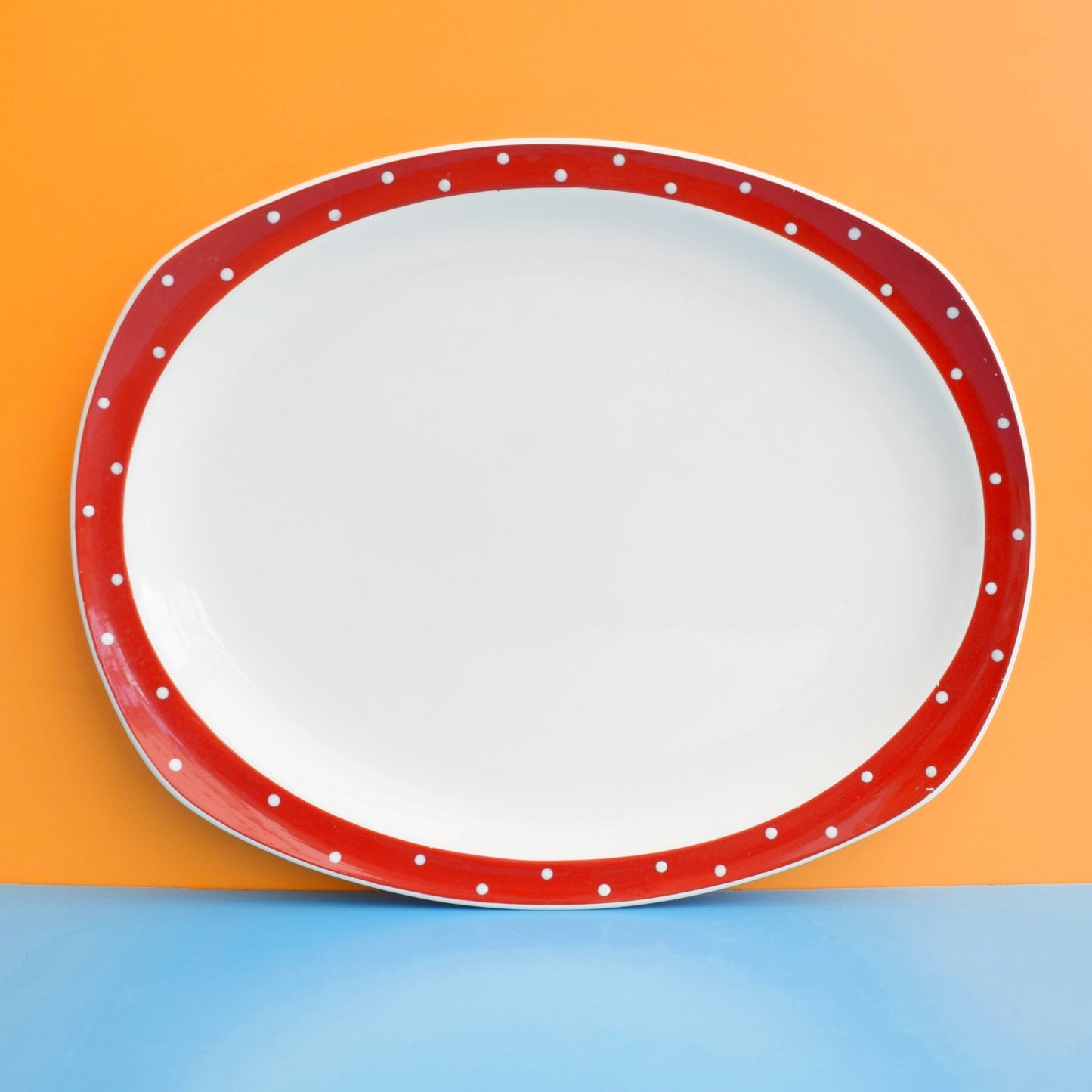 Vintage 1950s Midwinter Spotty Domino Meat/ Serving Plate - Red
