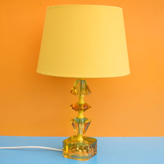 Vintage 1960s Table Lamp - Amber/ Yellow Glass