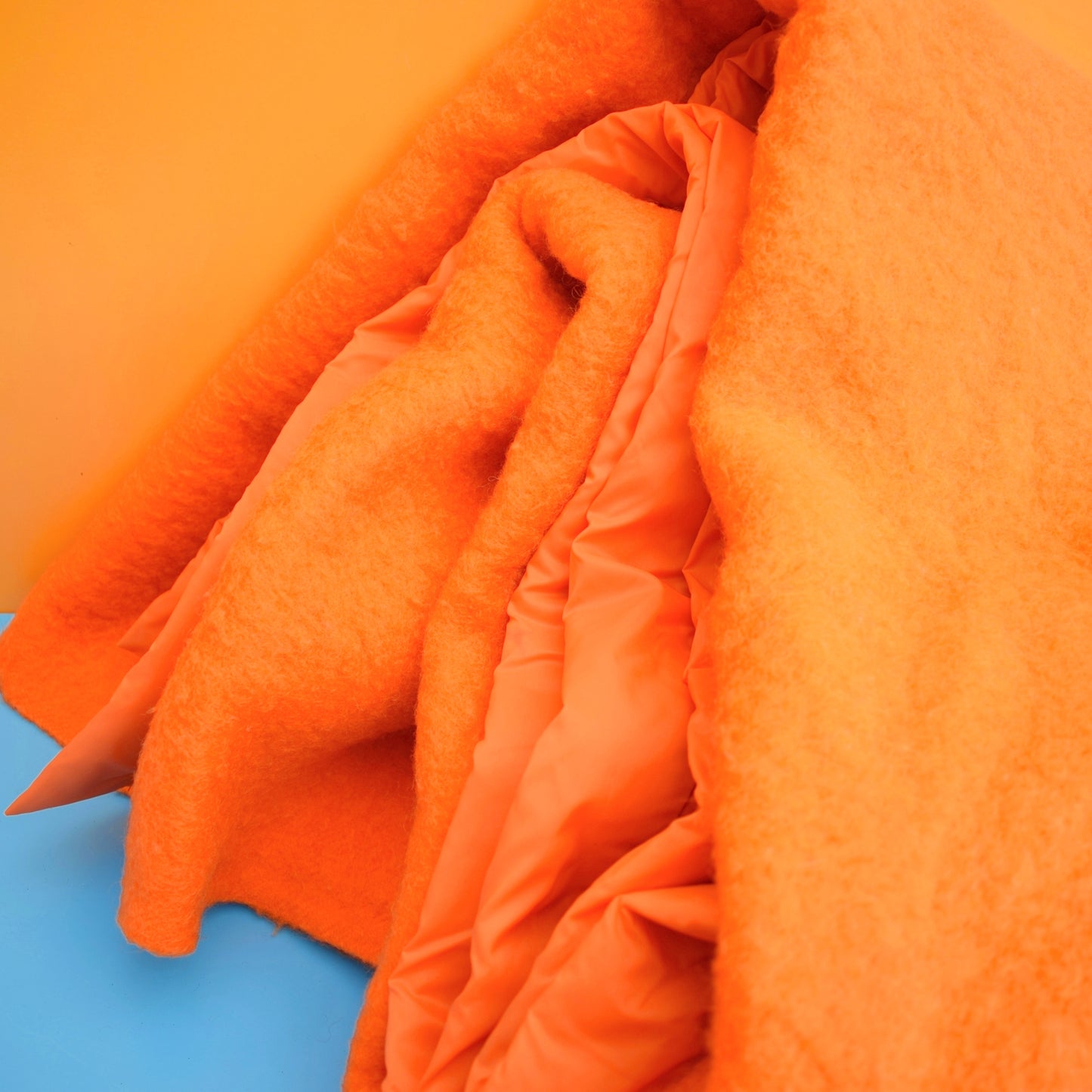 Vintage 1960s Blanket - Bright Orange Wool - Large