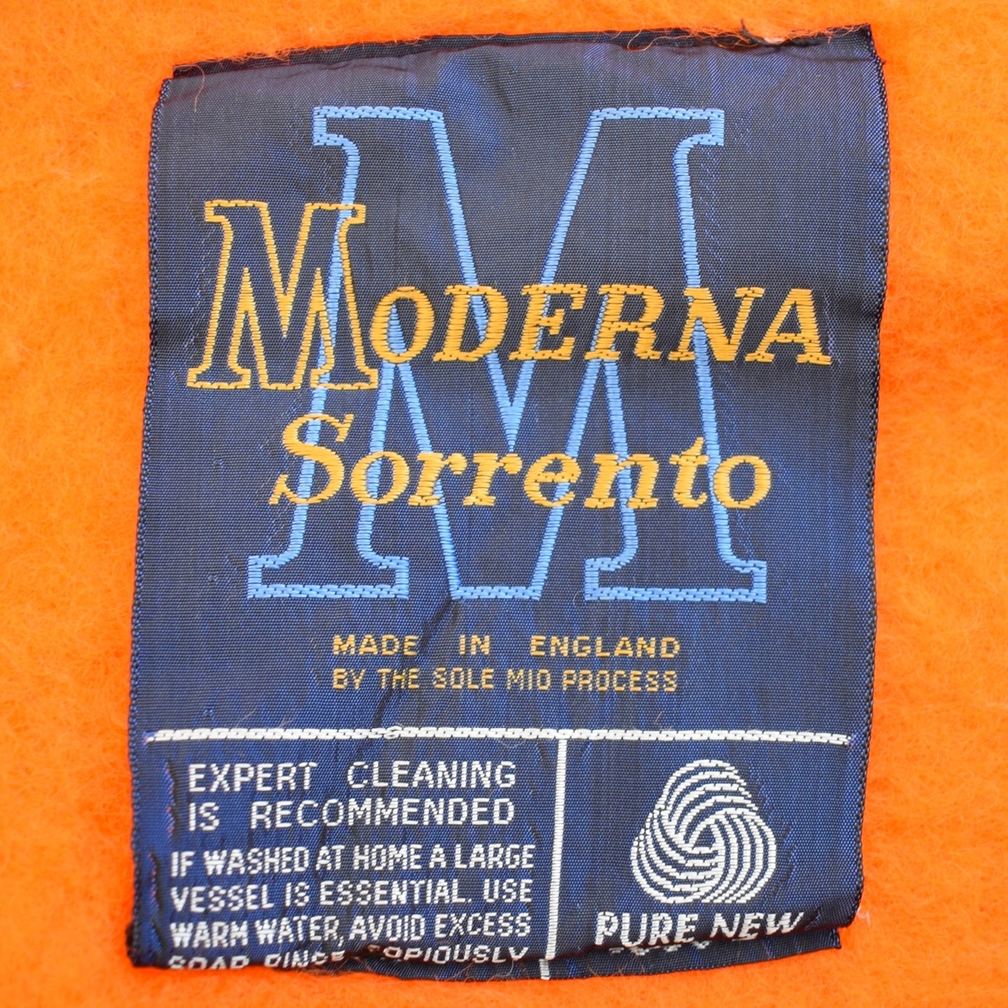 Vintage 1960s Blanket - Bright Orange Wool - Large