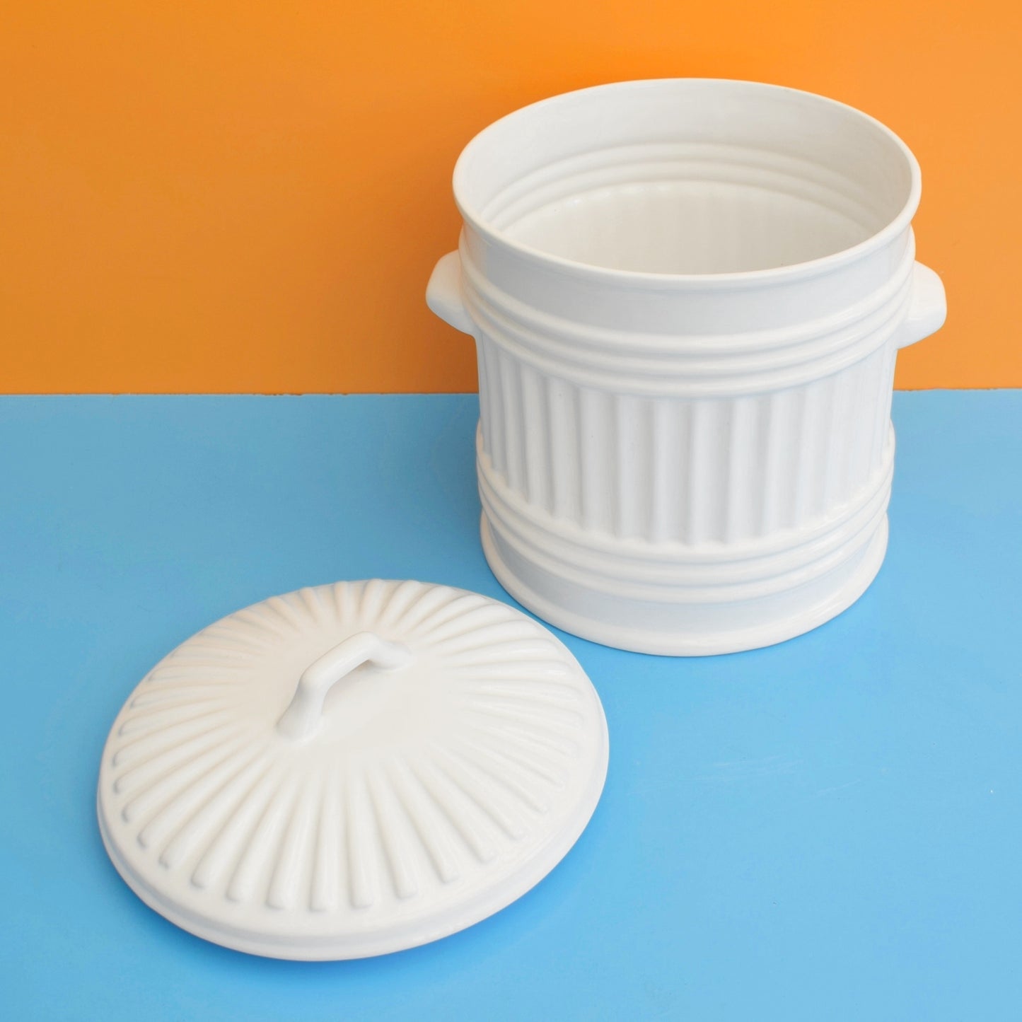 Vintage 1980s Ceramic Dustbin Biscuit Jar - Glastonbury Galleries