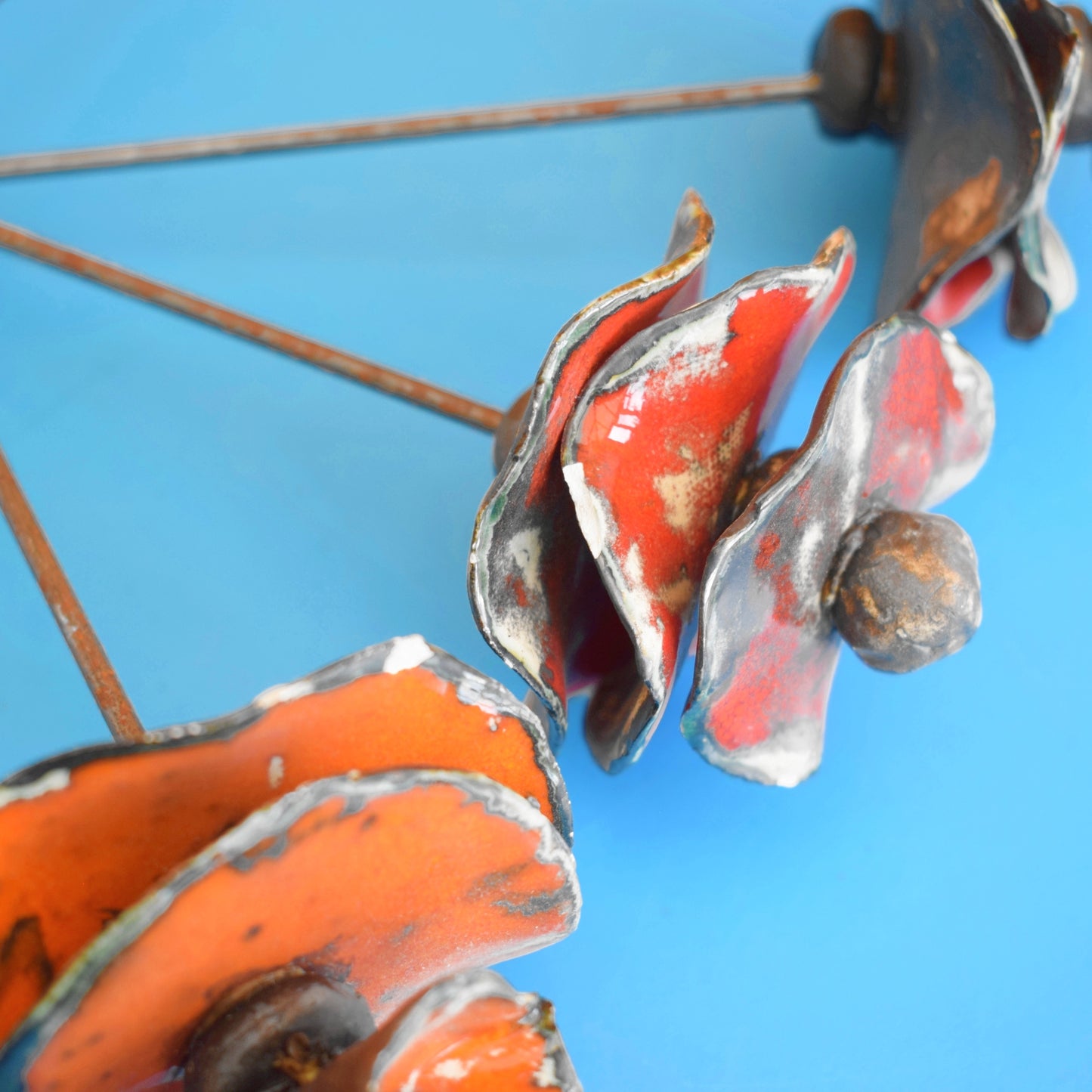 Vintage 1970s Ceramic Handmade Flowers / Poppies x4