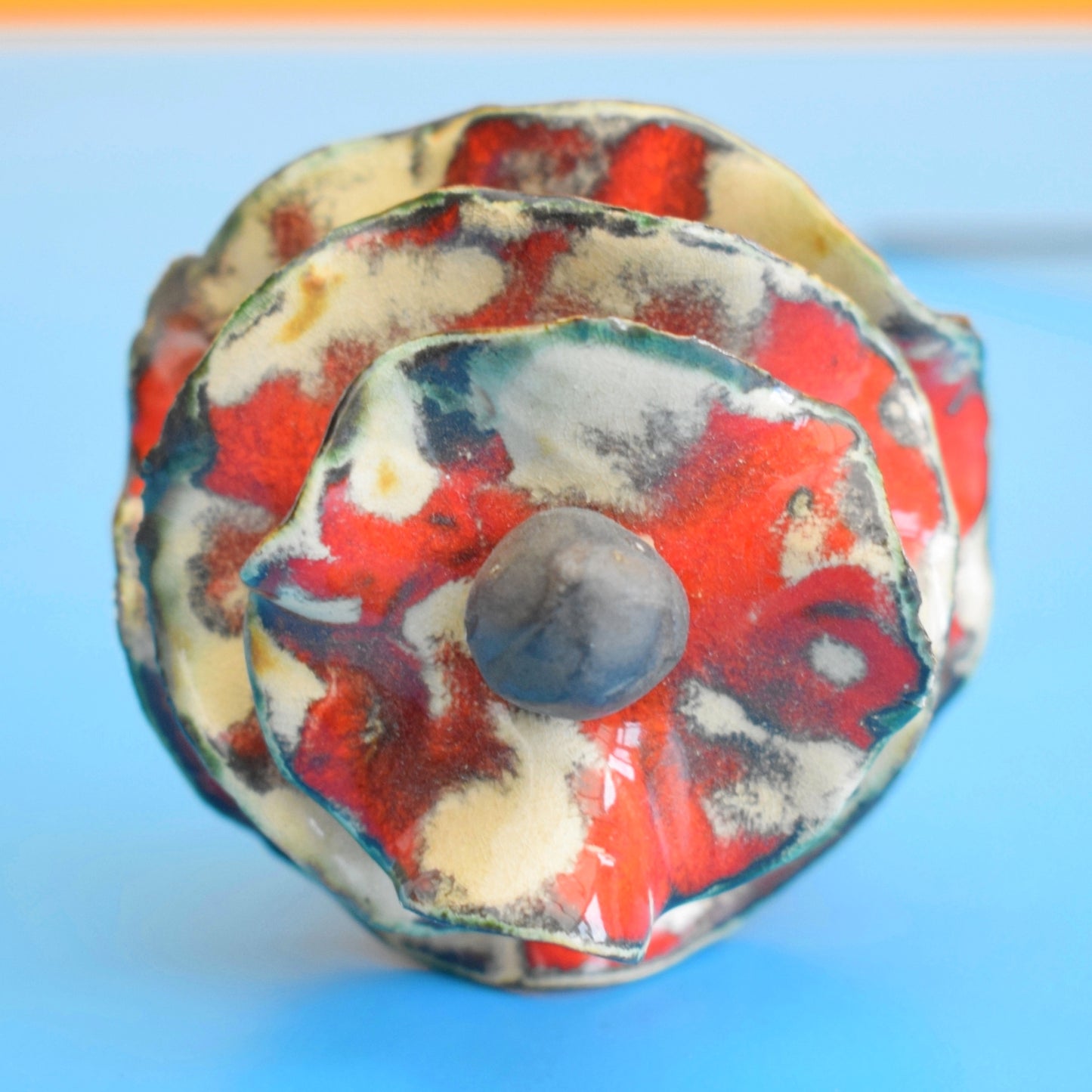 Vintage 1970s Ceramic Handmade Flowers / Poppies x4