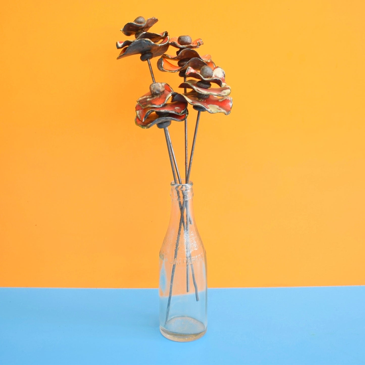 Vintage 1970s Ceramic Handmade Flowers / Poppies x4