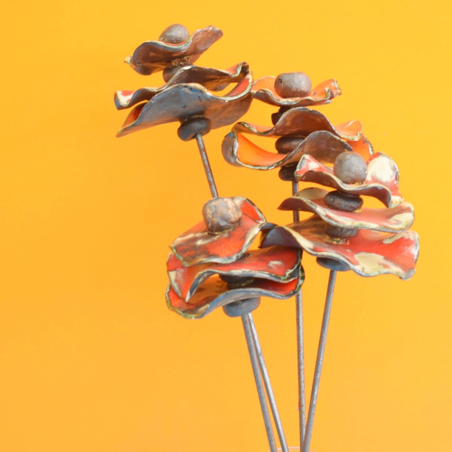 Vintage 1970s Ceramic Handmade Flowers / Poppies x4