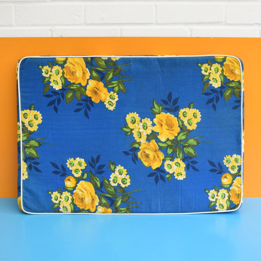 Vintage 1970s Garden Cushions / Mats -Blue & Yellow