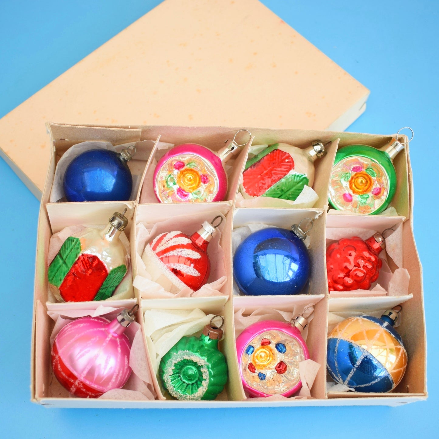 Vintage 1960s Glass Christmas Baubles - Smaller - Mixed x12 ..