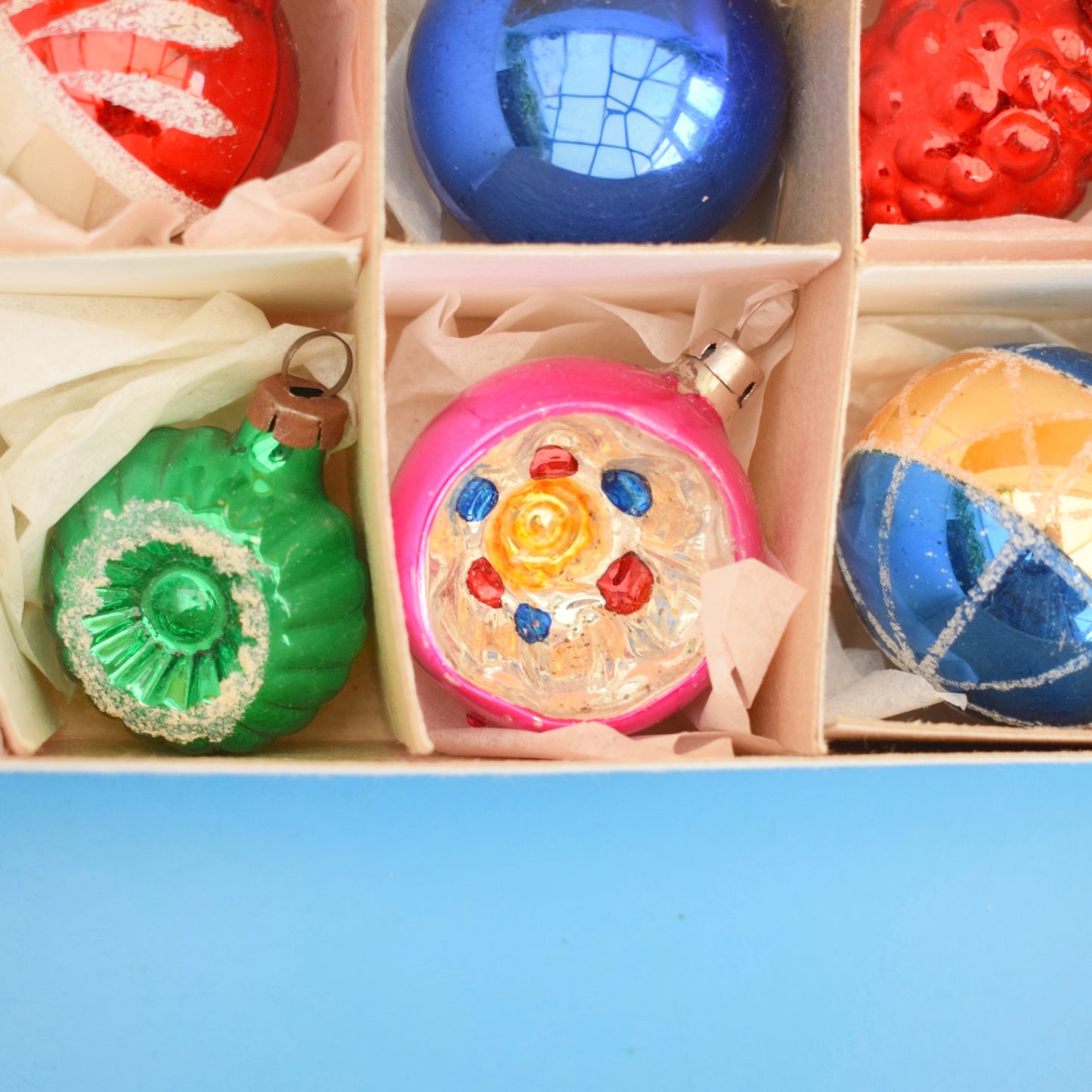 Vintage 1960s Glass Christmas Baubles - Smaller - Mixed x12 ..