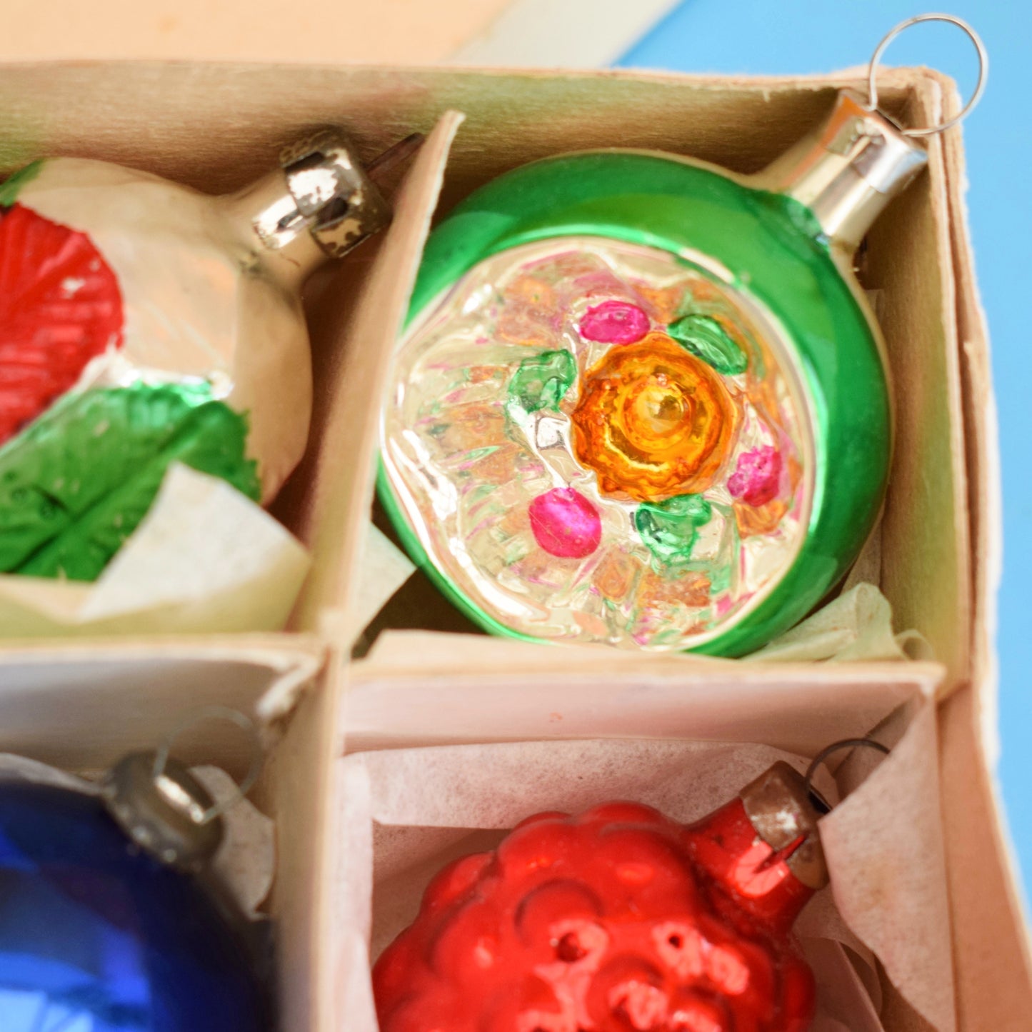 Vintage 1960s Glass Christmas Baubles - Smaller - Mixed x12 ..