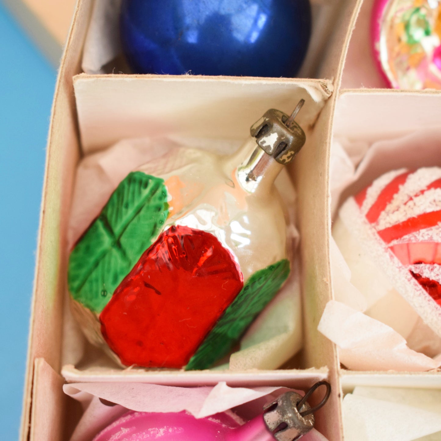 Vintage 1960s Glass Christmas Baubles - Smaller - Mixed x12 ..