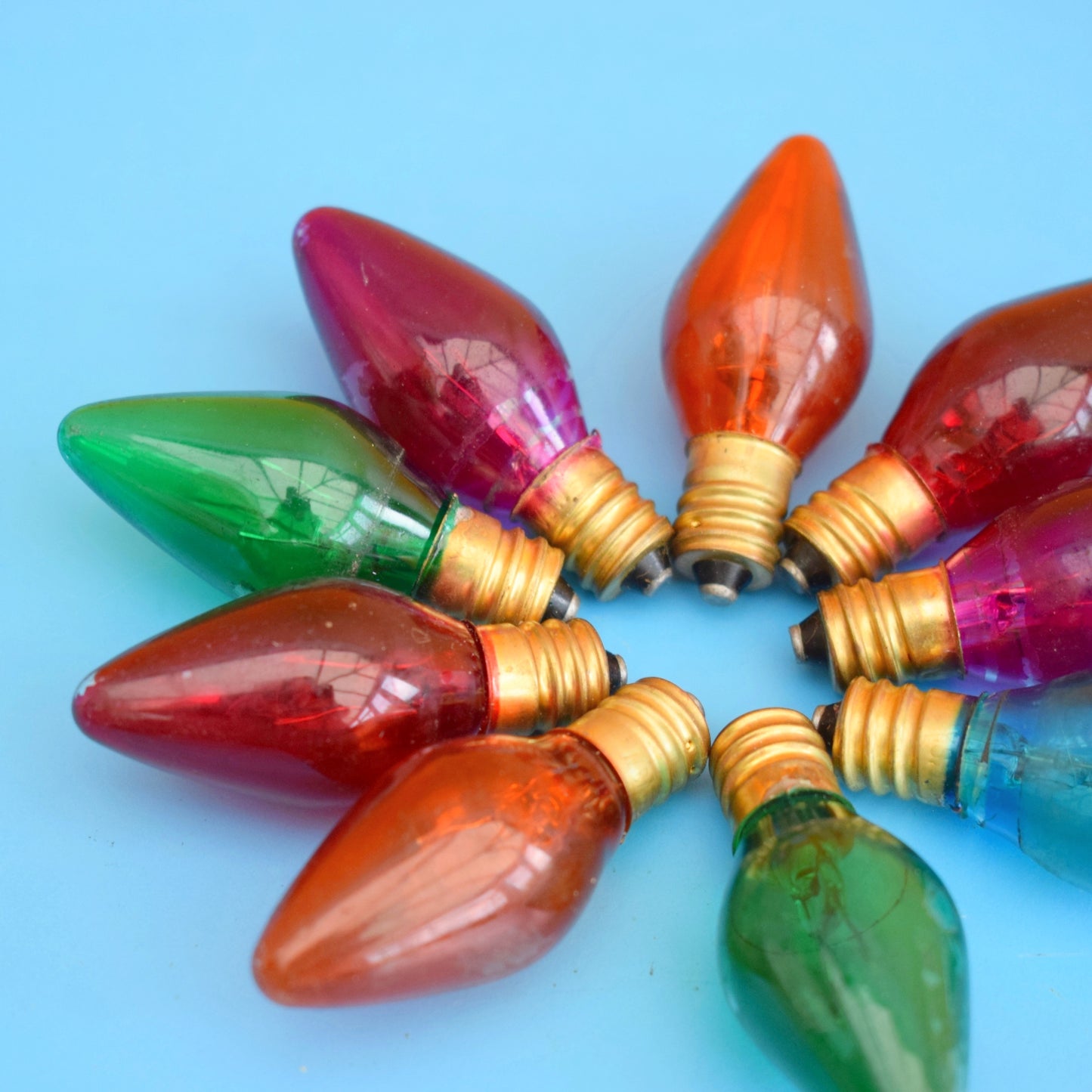 Vintage 1970s Replacement Christmas Light Bulbs x9