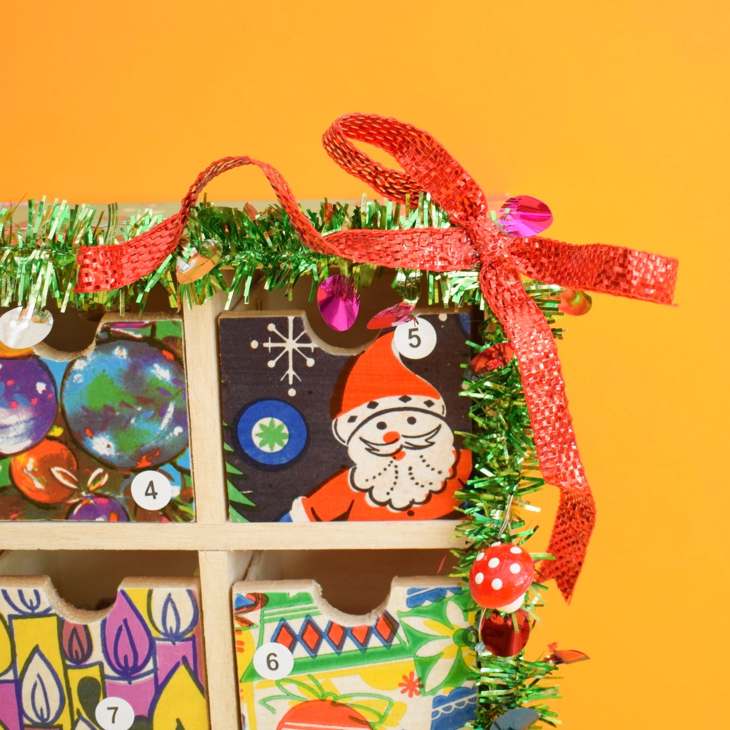 Unique Wooden Multi Drawer Filled Advent Calendar - Vintage Papers - Patchwork