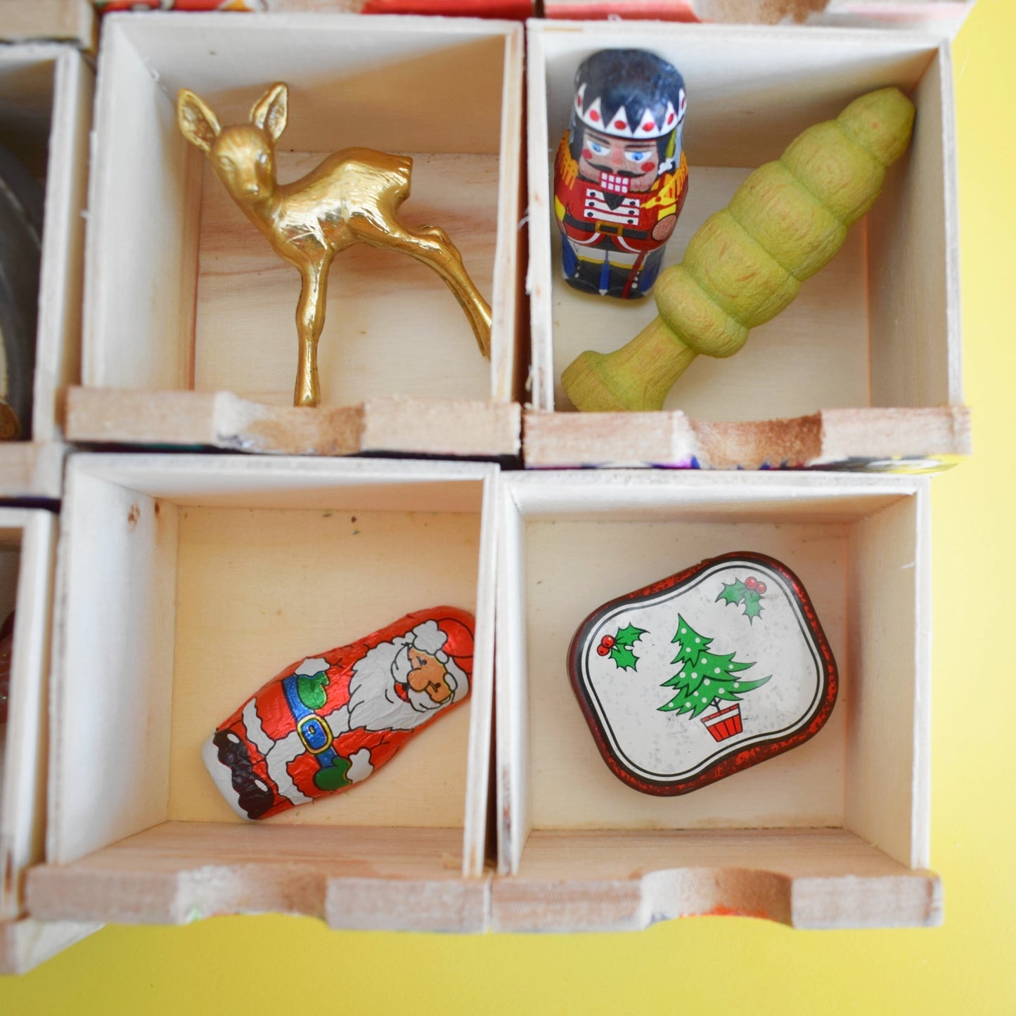 Unique Wooden Multi Drawer Filled Advent Calendar - Vintage Papers - Patchwork