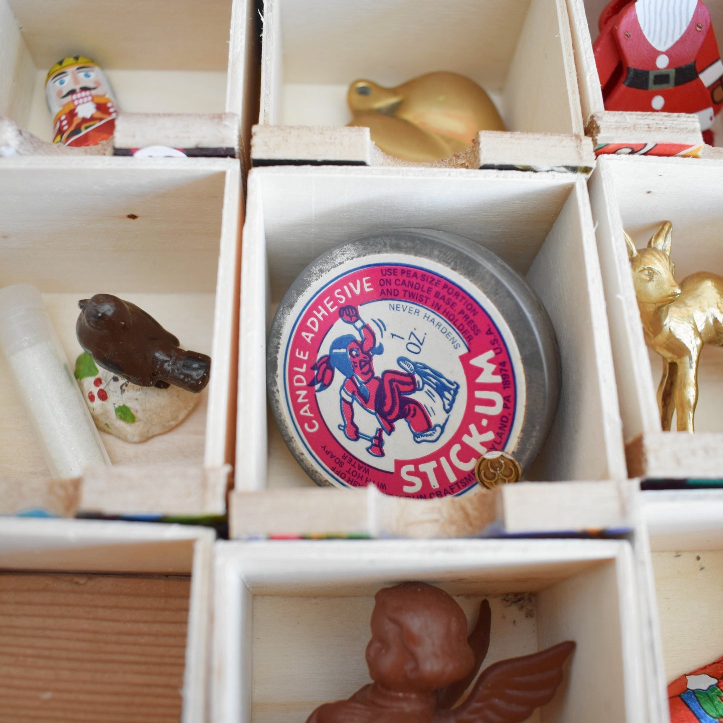 Unique Wooden Multi Drawer Filled Advent Calendar - Vintage Papers - Patchwork