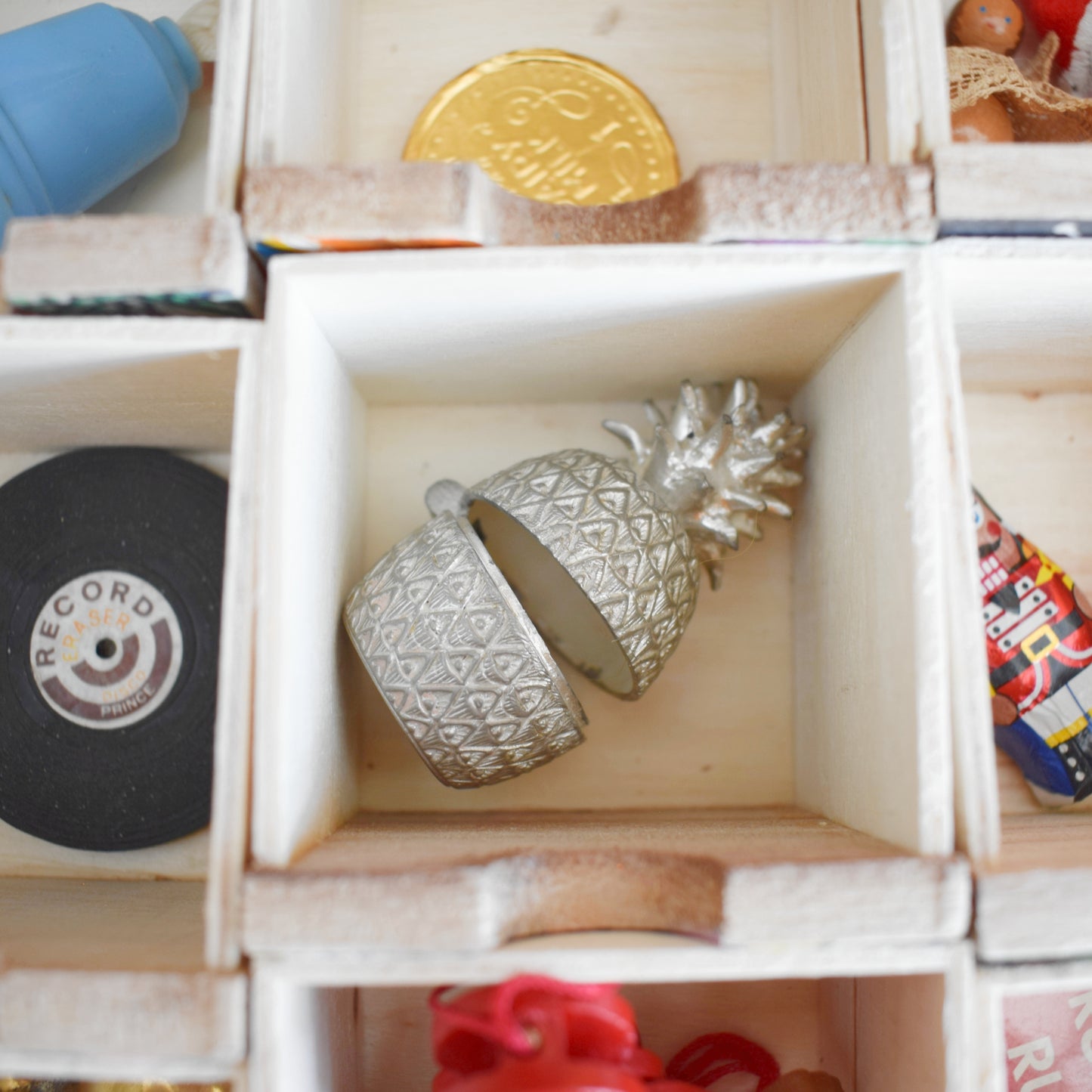 Unique Wooden Multi Drawer Filled Advent Calendar - Vintage Papers - Patchwork