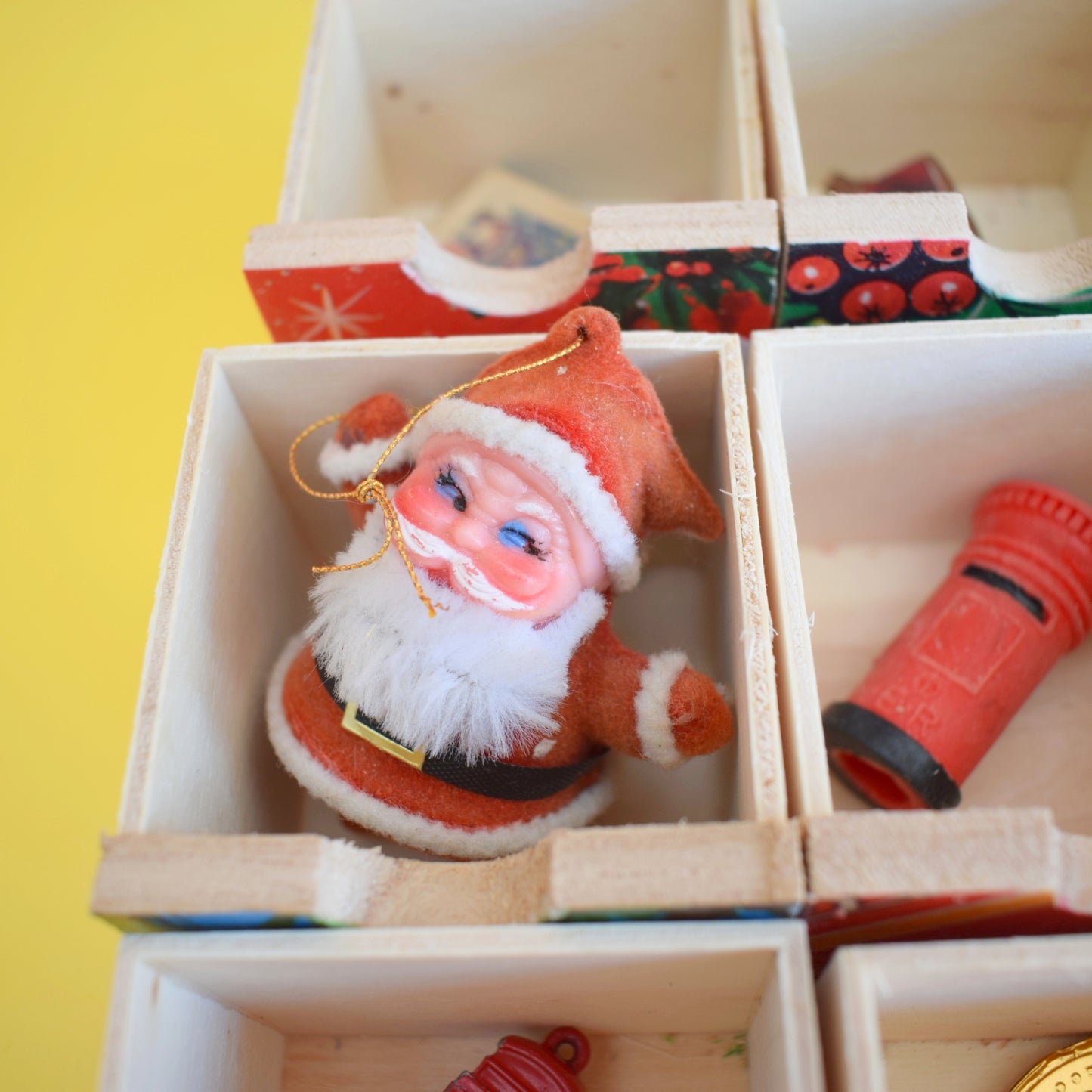 Unique Wooden Multi Drawer Filled Advent Calendar - Vintage Papers - Patchwork .