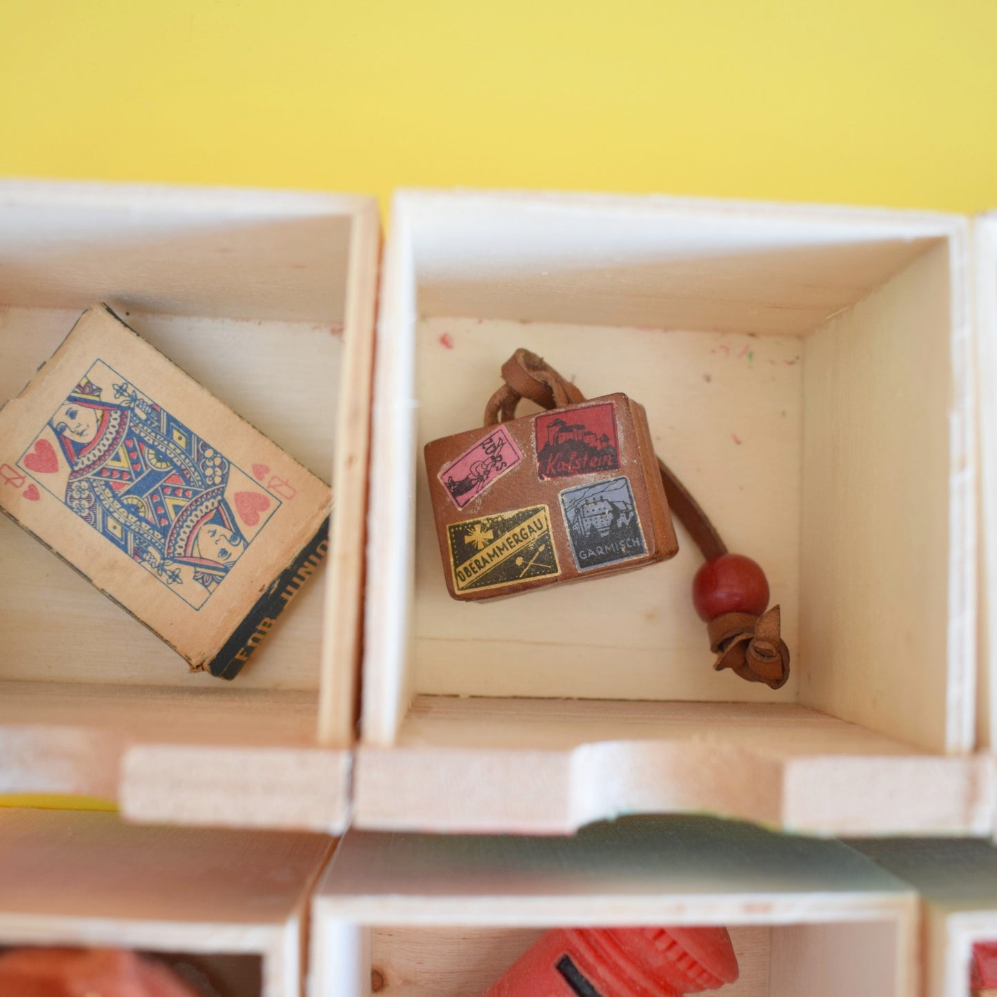 Unique Wooden Multi Drawer Filled Advent Calendar - Vintage Papers - Patchwork .