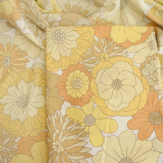 Vintage 1970s Bed Cover/Duvet - M&S - Flower Power - Yellow