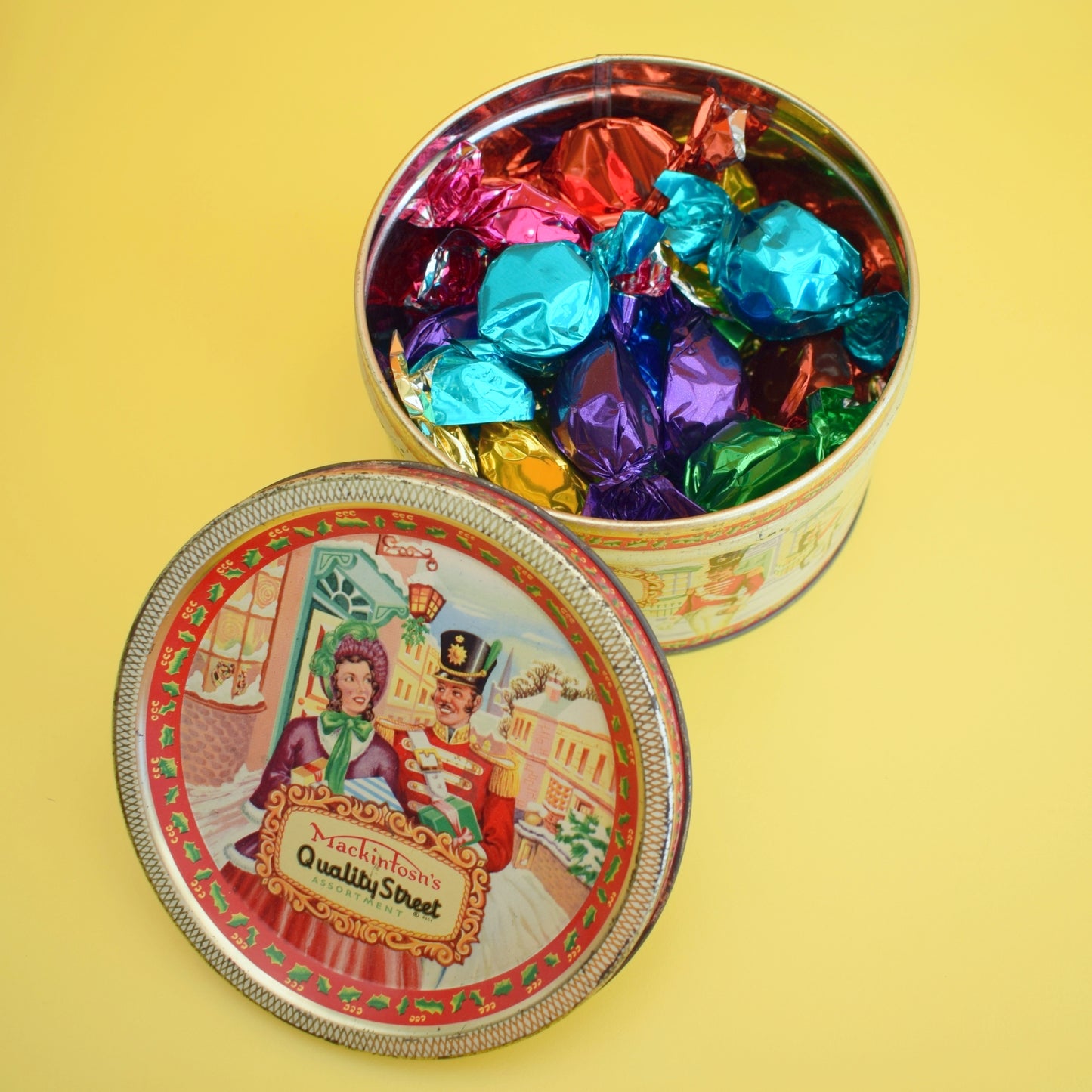 Vintage 1950s Quality Street Tin & New Chocolates - Small