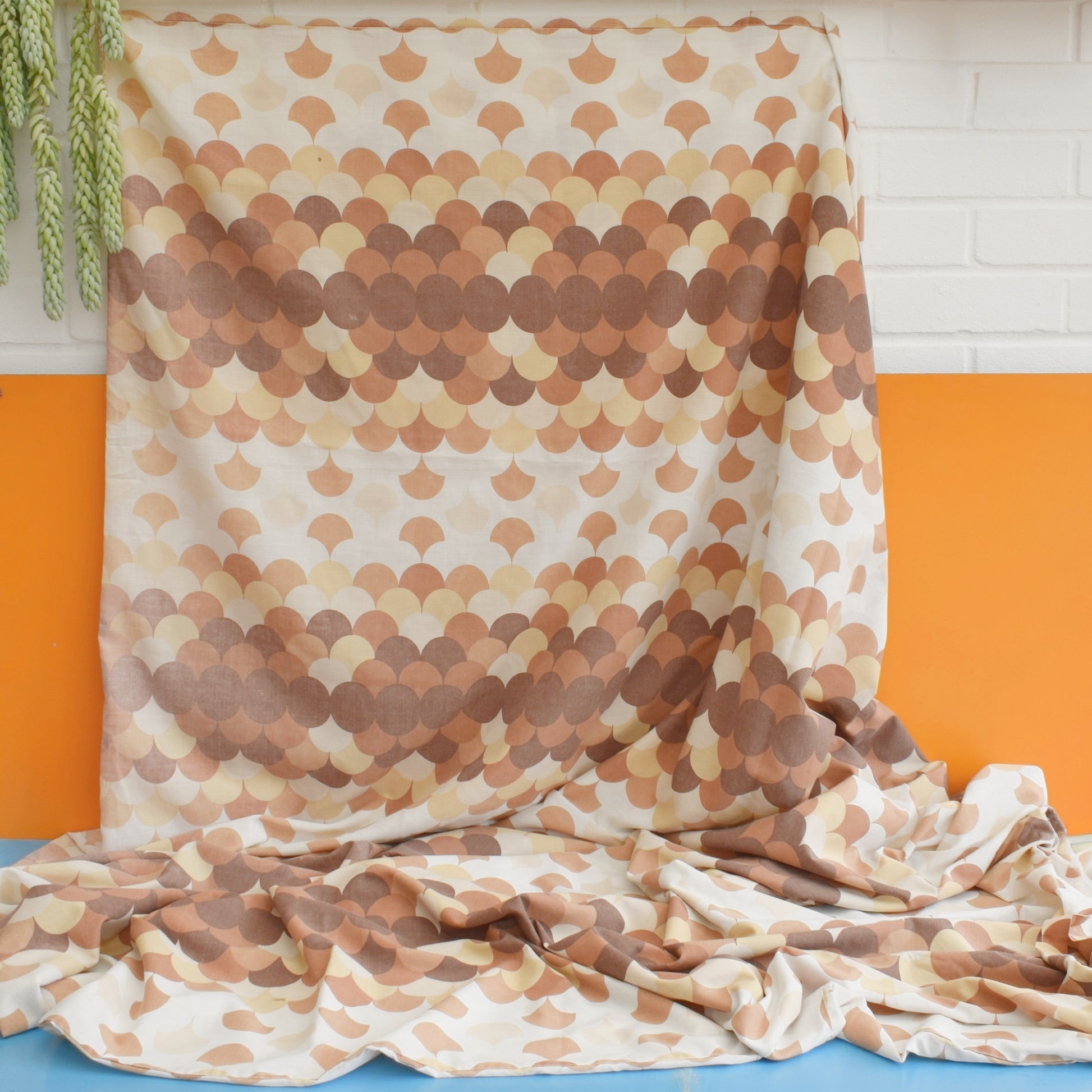 Vintage 1970s Double Duvet Cover / Bedding Set - Geometric - Brown by Vintage