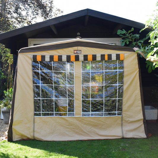 Vintage 1970s Caravan Porch Awning - Brown & Orange
