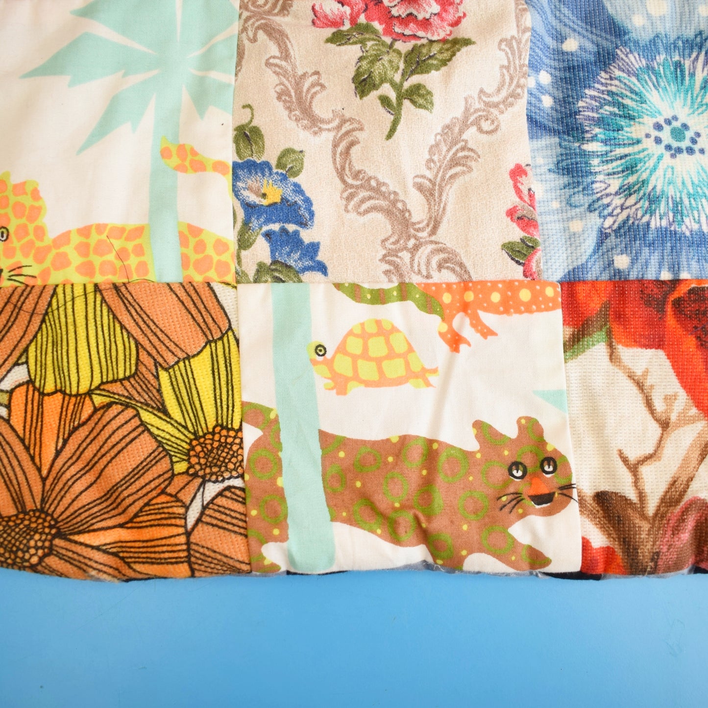 Vintage 1980s Patchwork Quilt / Bedcover - Mixed Patterns / Windmill