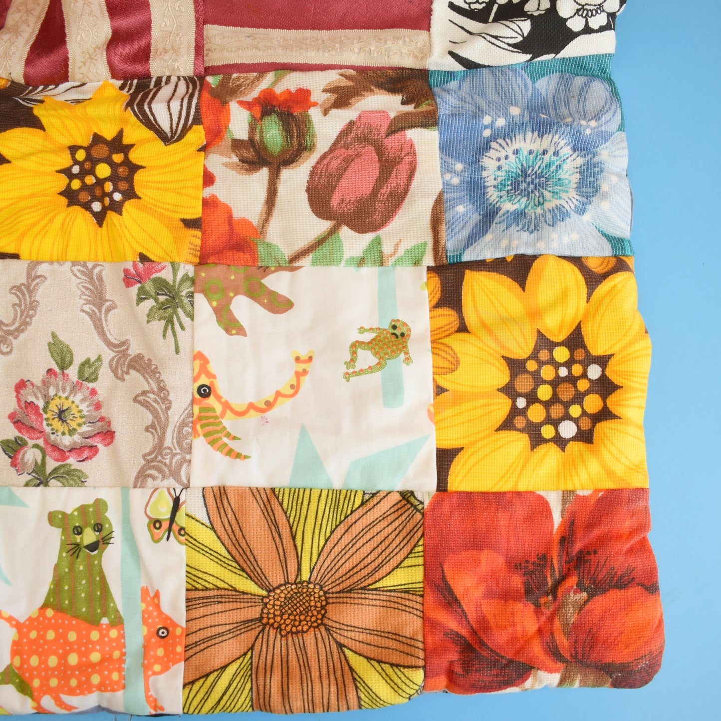 Vintage 1980s Patchwork Quilt / Bedcover - Mixed Patterns / Windmill