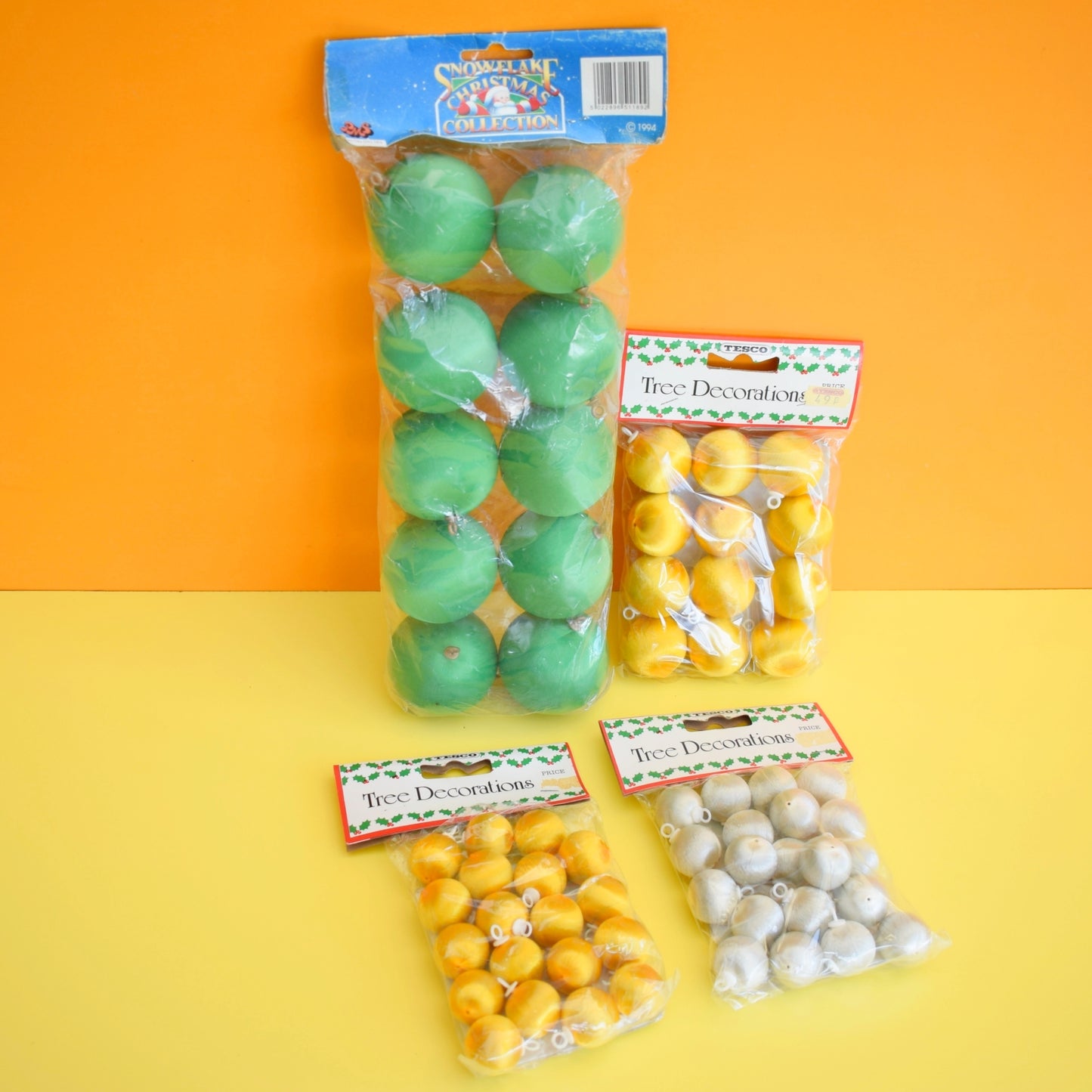 Vintage 1970s Satin Christmas Baubles - Unused