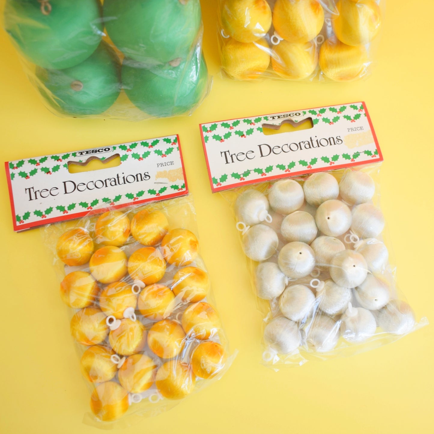 Vintage 1970s Satin Christmas Baubles - Unused