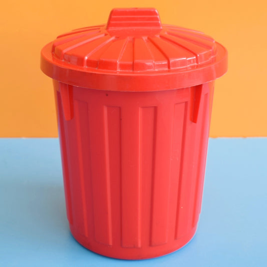 Vintage 1980s Storage Mini Dustbin - Red