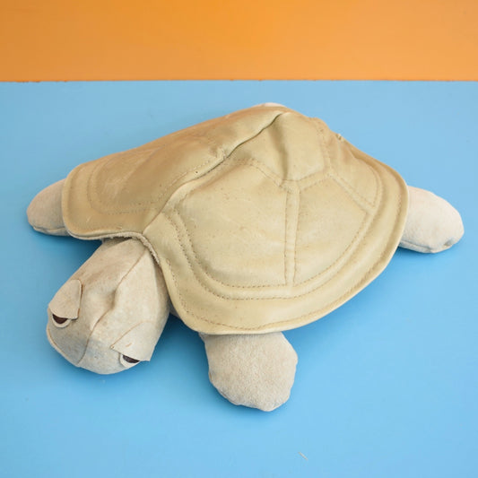 Vintage 1970s Door Stop - Suede & Leather Turtle by Pineapple Retro