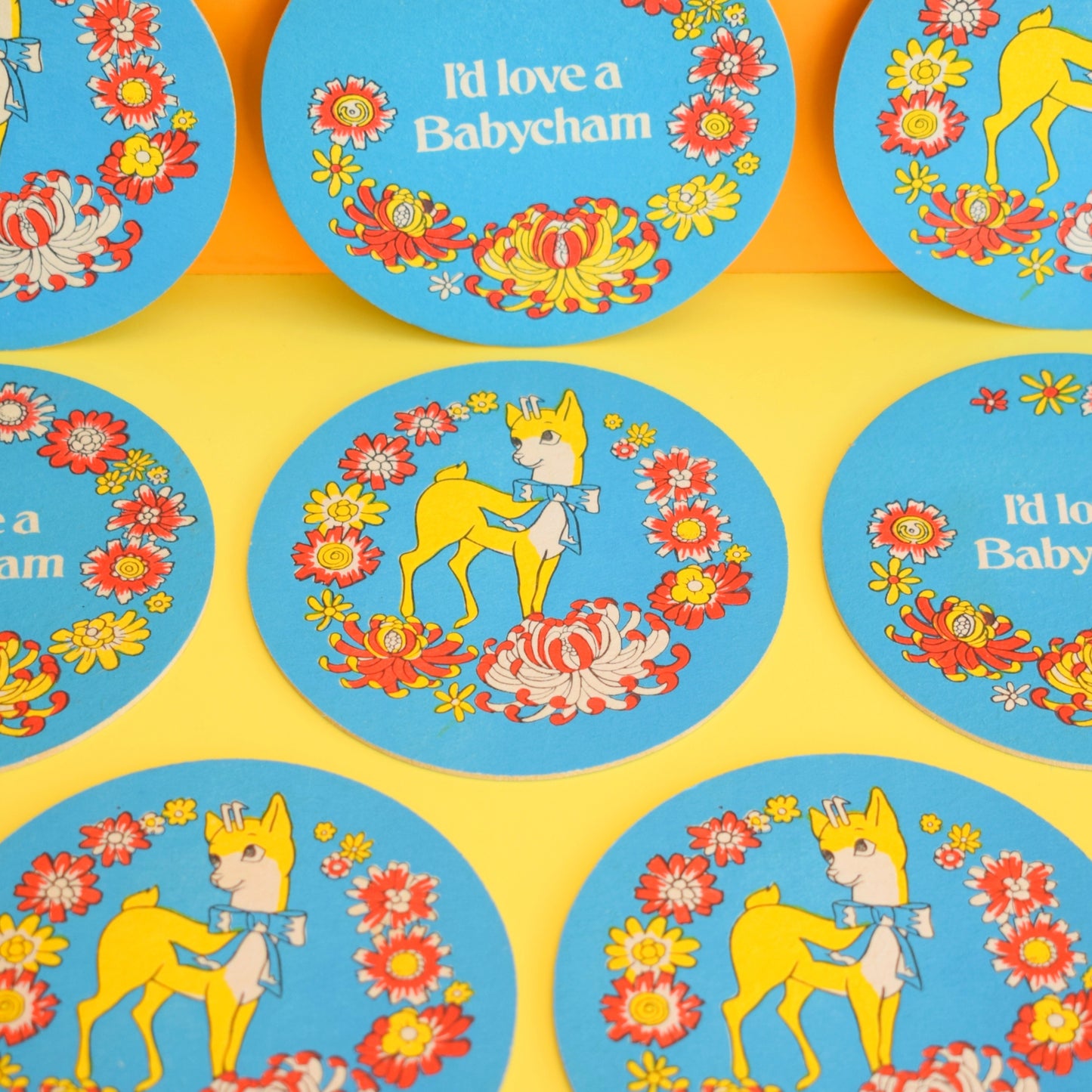 Vintage 1960s Babycham Beer Mats / Drinks Mats / Coasters x8
