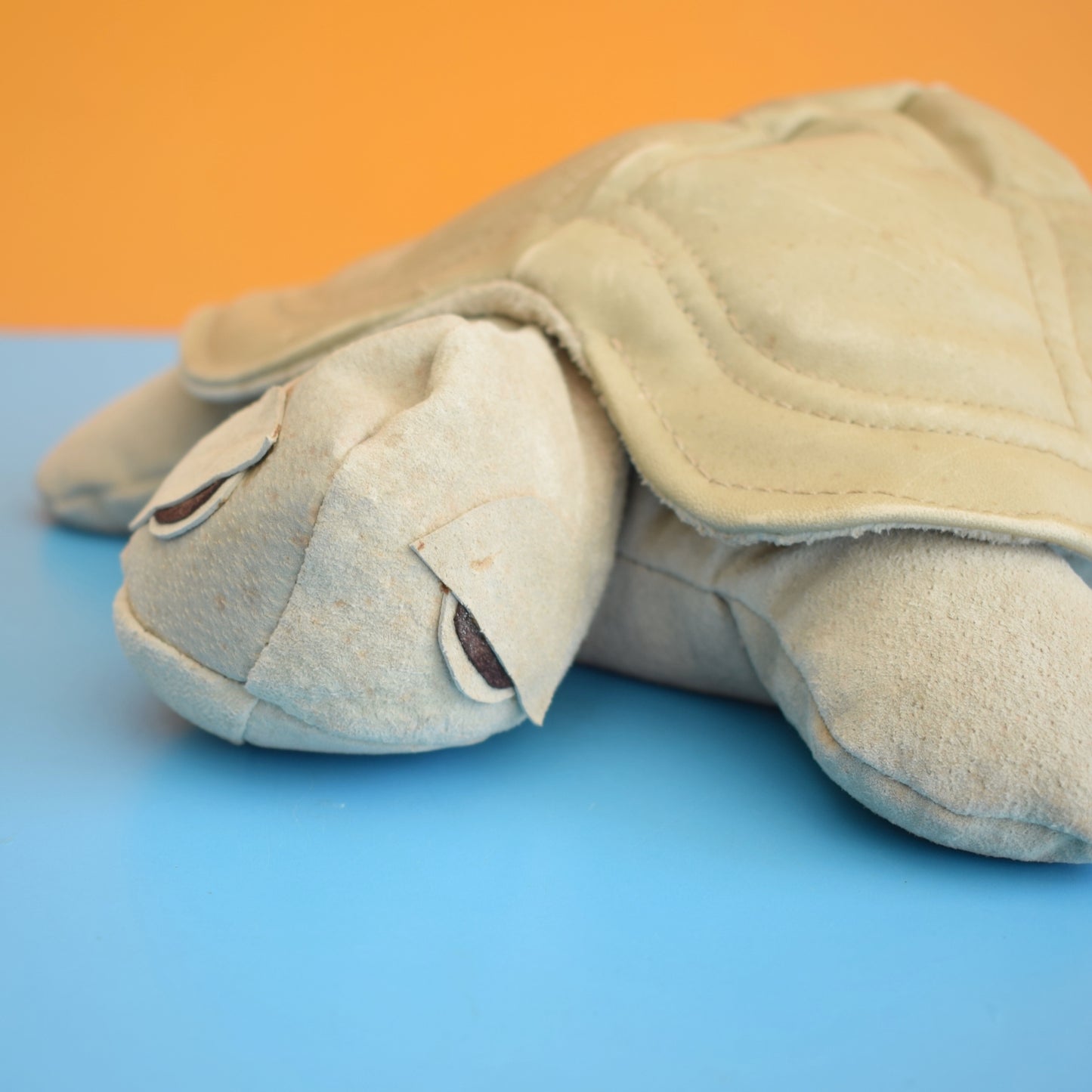 Vintage 1970s Door Stop - Suede & Leather Turtle by Pineapple Retro